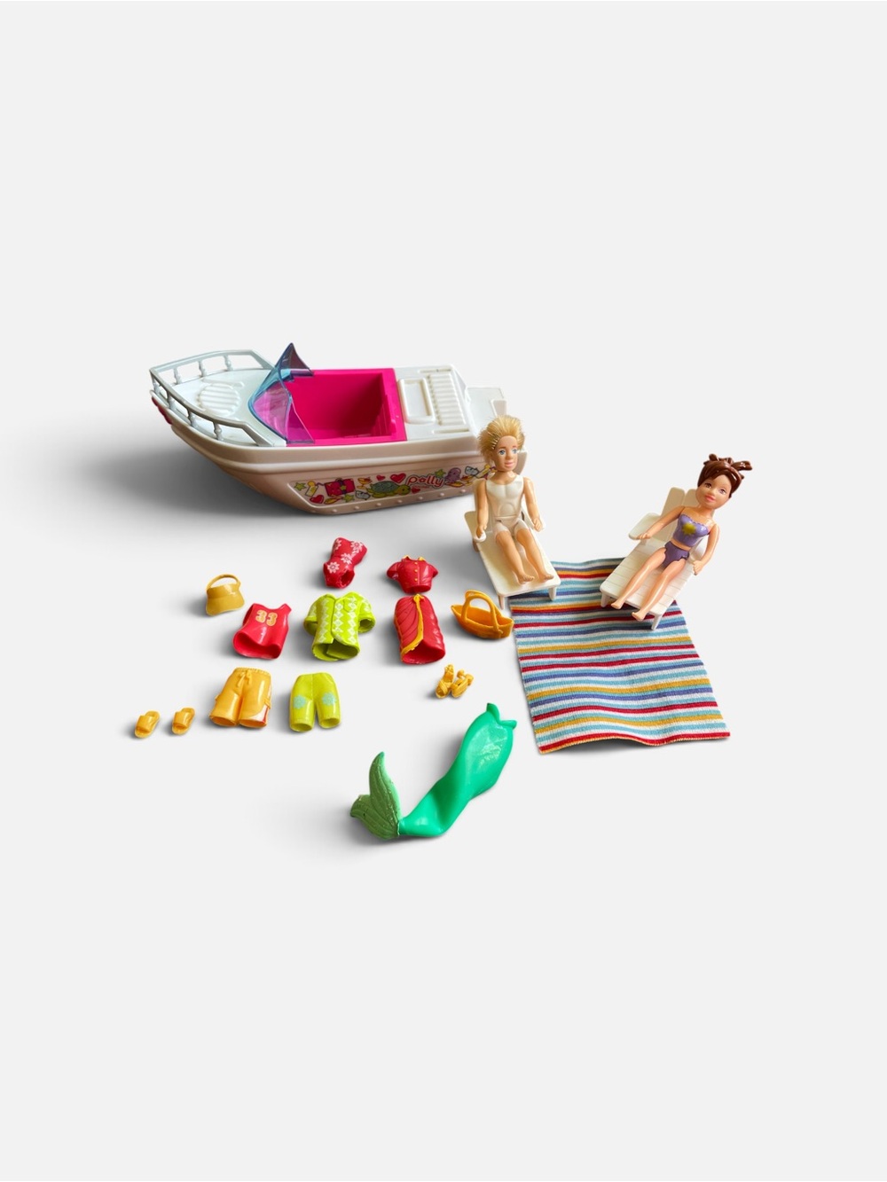 Ensemble polly pocket plage vintage tropical splash bateau rick et sirene